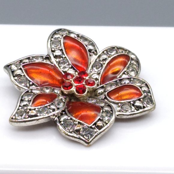 Vintage KC Enamel Flower Brooch with Crystal Center, Kenneth Cole Dimensional - Picture 1 of 4